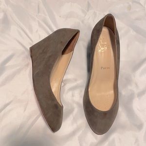 Christian Louboutin Suede Tan Wedges size 7.5/38
